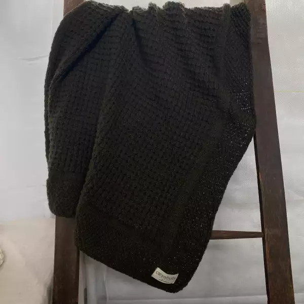 Hand Knit Forest Green Merino Wool Baby Blanket