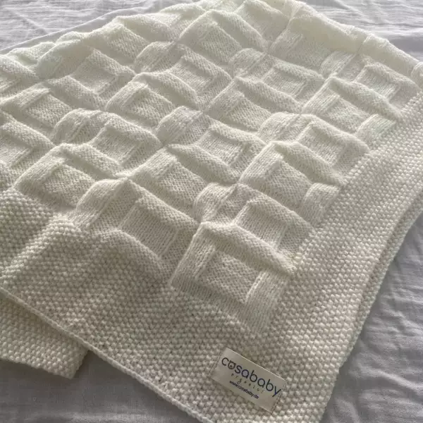 Crochet Square Baby Blanket Pattern, Organic Baby Blanket, Natural Baby Blanket, Designer Baby Blanket, Merino Wool Knit Baby Blanket