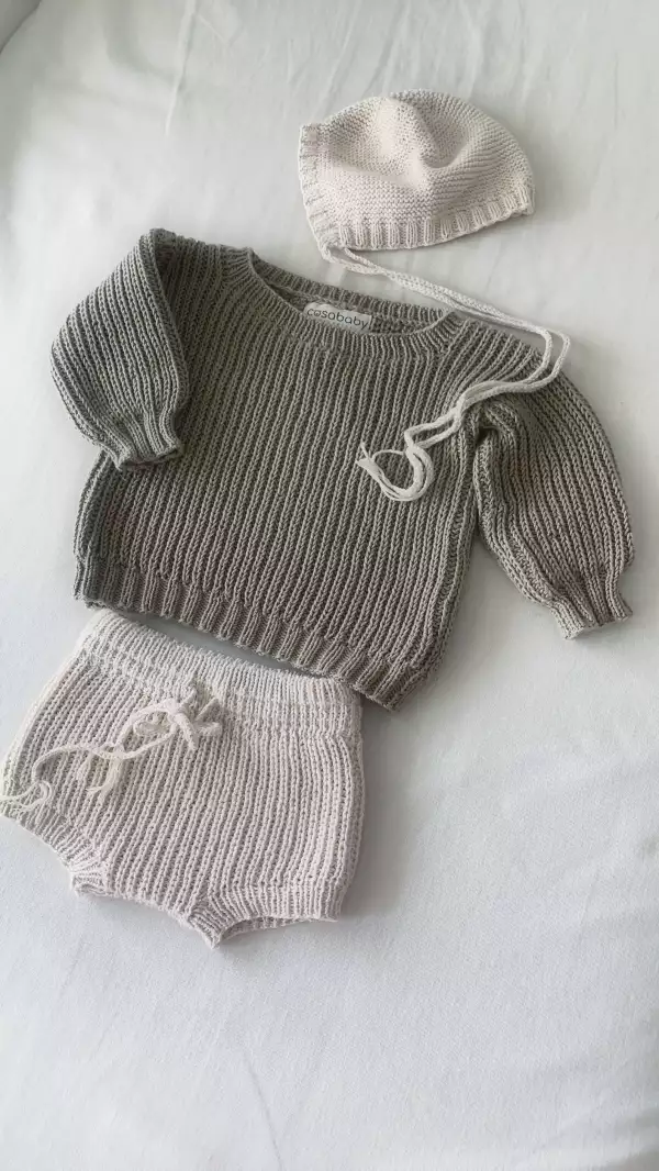 Organic Cotton Baby Knit Set - Khaki - Image 5