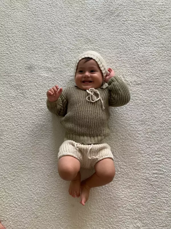 Organic Cotton Baby Knit Set - Khaki - Image 6