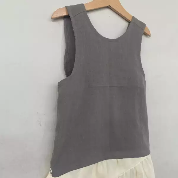 Organic Muslin Cross Back Gray Blouse - Image 6