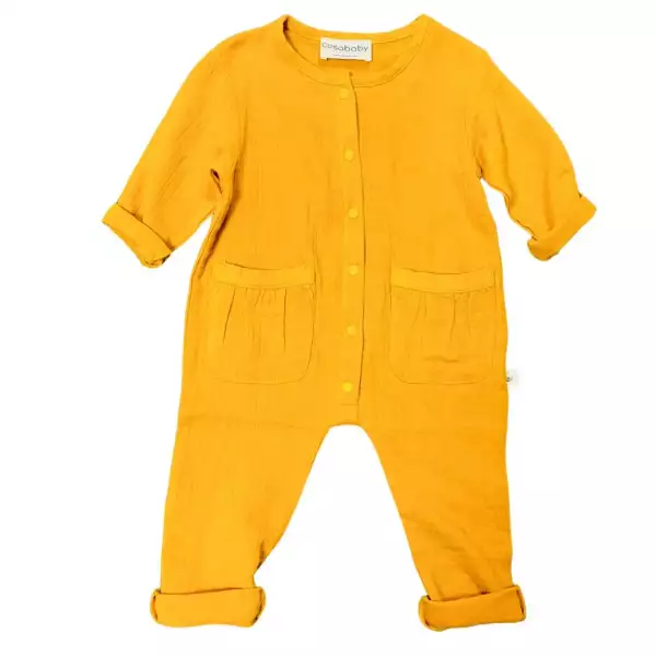 Organic Muslin Baby Romper - Orange - Image 5