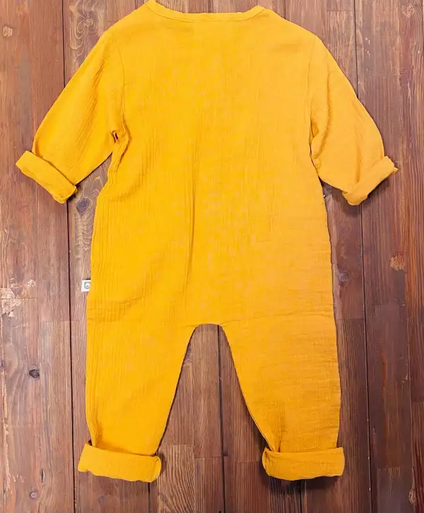 Organic Muslin Baby Romper - Orange - Image 3