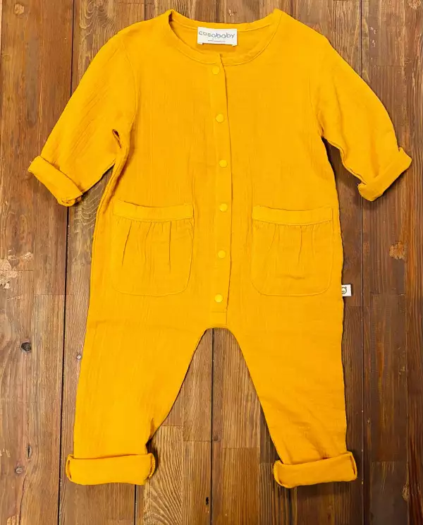 Organic Muslin Baby Romper - Orange - Image 2
