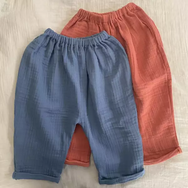 Organic muslin fisherman trousers - red - Image 5