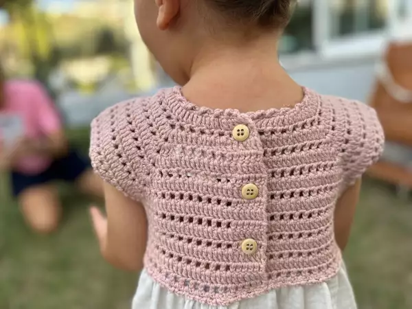 Crochet Baby Dress - Pink - Image 6