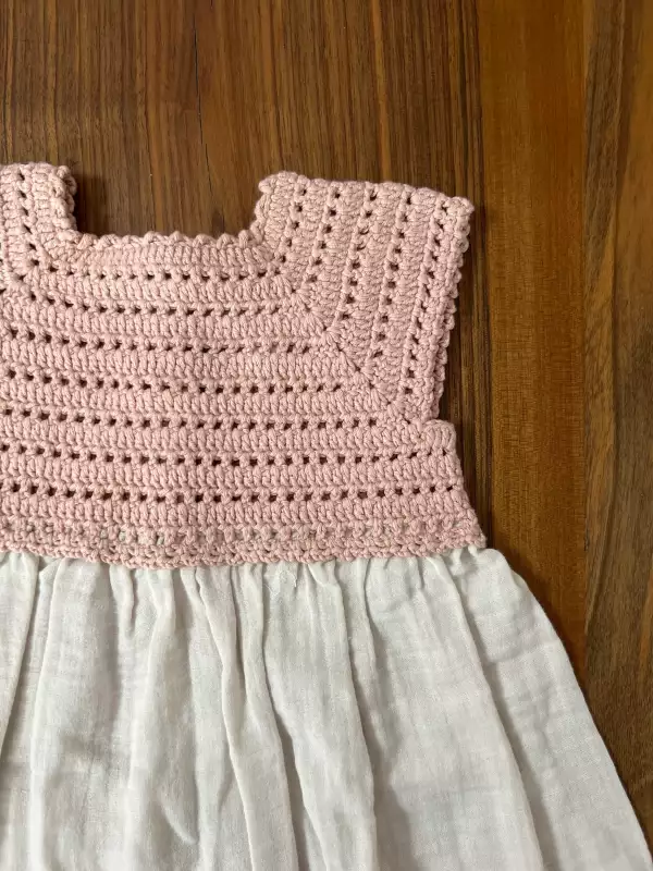 Crochet Baby Dress - Pink - Image 3