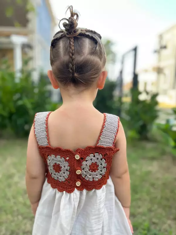 Crochet Toddler Dress - Terracotta - Image 4